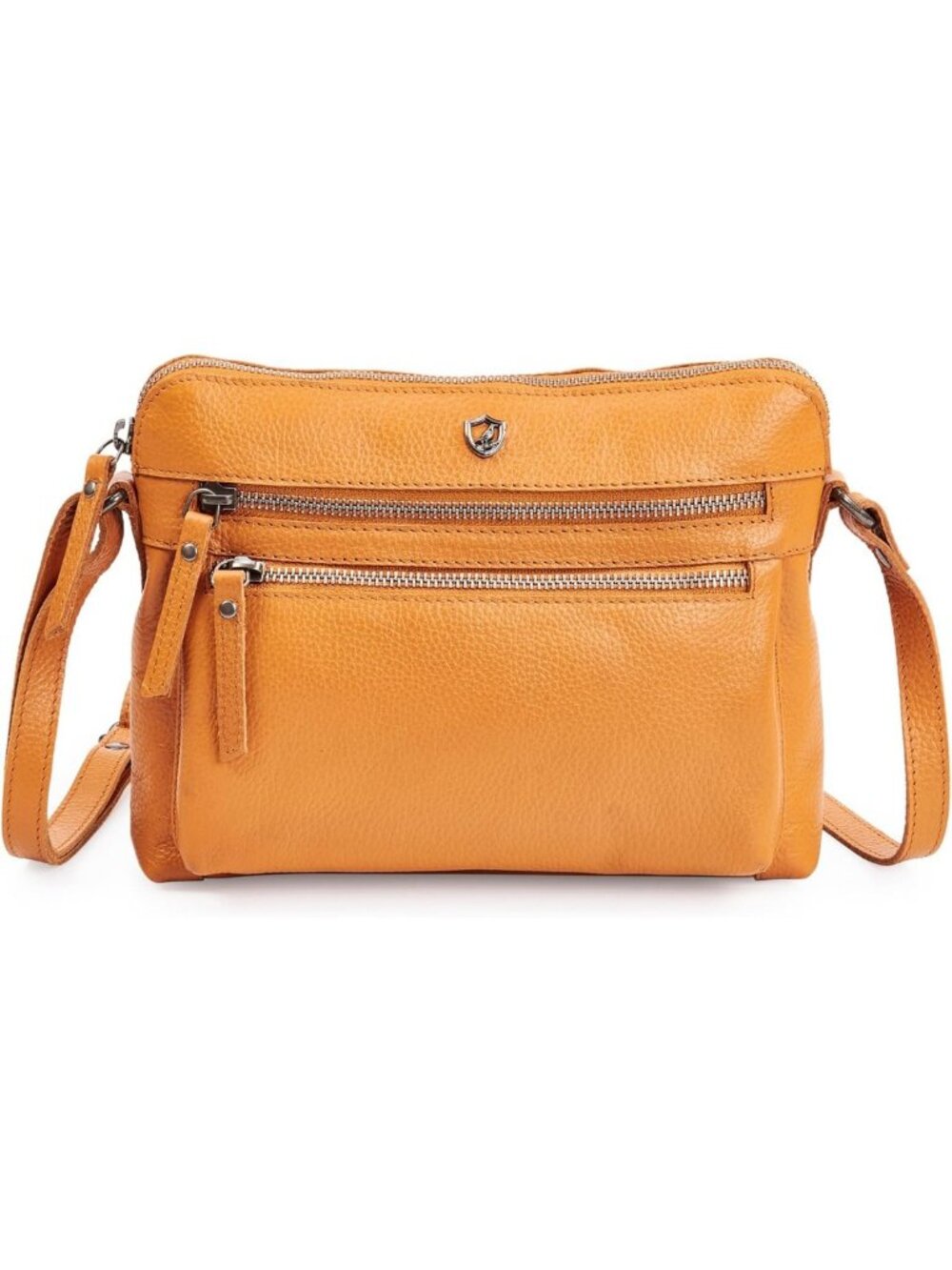 Stylish Small Leather Crossbody Bag for Women - Genuine Nappa, Multi Zip